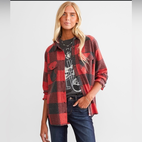 Modish Rebel Brushed Buffalo Plaid Knit Shirt Size Large. From the Buckle. - Picture 1 of 7